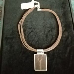 Brown faux leather necklace